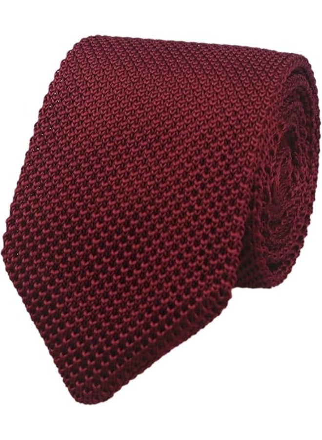 Men's Skinny Knit Tie Vintage Casual Formal Designer Necktie Pointed Bottom - Image 1